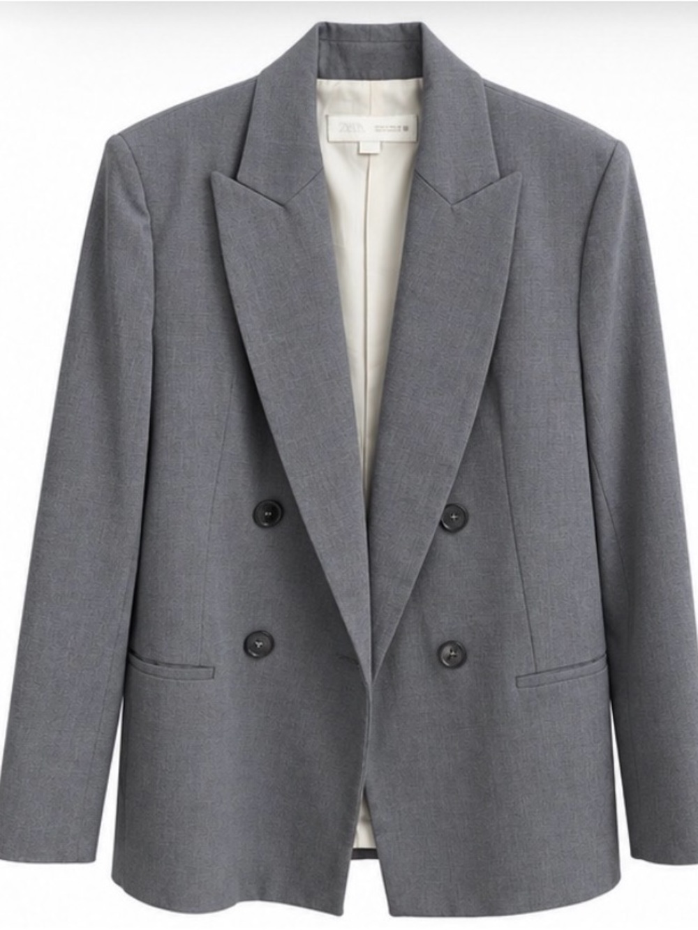 Zara Gray Double-Breasted Blazer